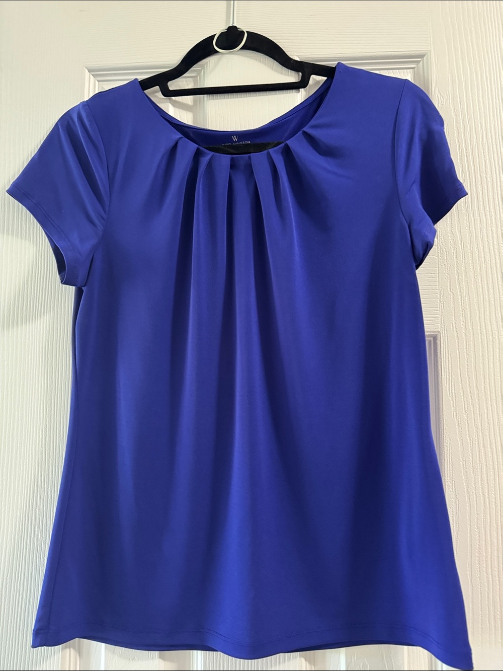 Worthington Pleated Short-Sleeve Top in Royal Blue